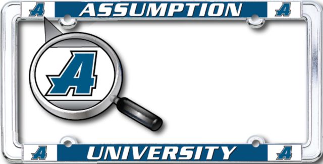 Assumption University Thin Dome License Plate Frame