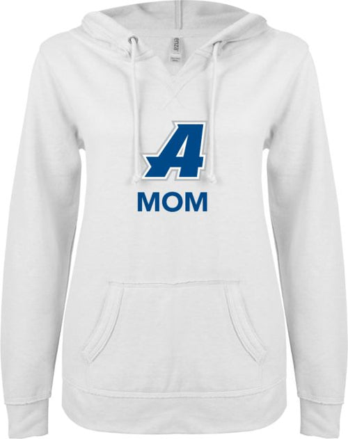 Assumption ENZA Womens V Notch Raw Edge Fleece Hoodie Assumption A Mom - ONLINE ONLY