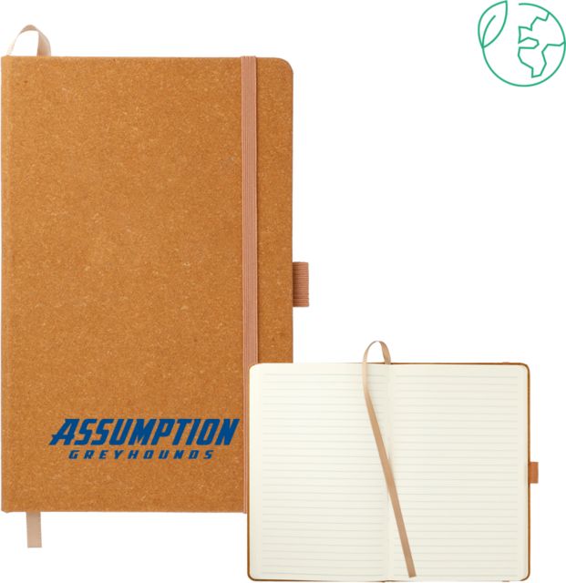 Assumption 5.5 x 8.5 Natural FSC Mix Recycled Leather Bound Journal Assumption University Greyhound Wordmark - ONLINE ONLY