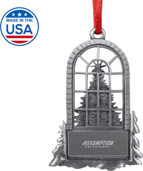 Assumption Tree in Window Ornament Assumption University Greyhound Wordmark Engraved - ONLINE ONLY