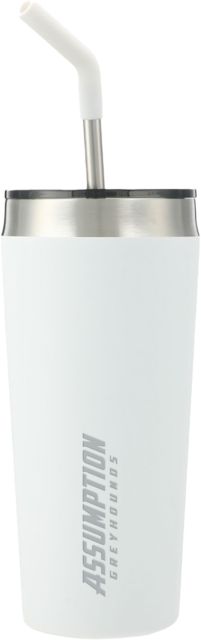 Assumption Faye Vacuum Tumbler w/ Stainless Straw 20 oz Assumption University Greyhound Wordmark Engraved - ONLINE ONLY